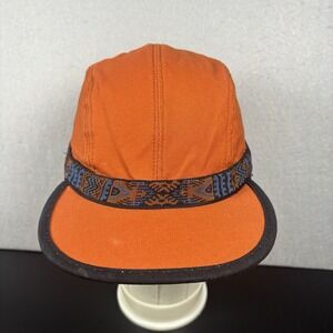 Kavu Canvas Trail Panel Hat Aztec Hike Camp Logo Made USA Strap Back Cap Size M